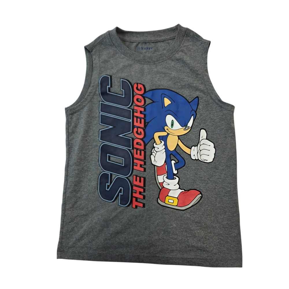 Old Navy Sonic The‎ Hedgehog Graphic Tank Top Kids Size S (6-7) Gray